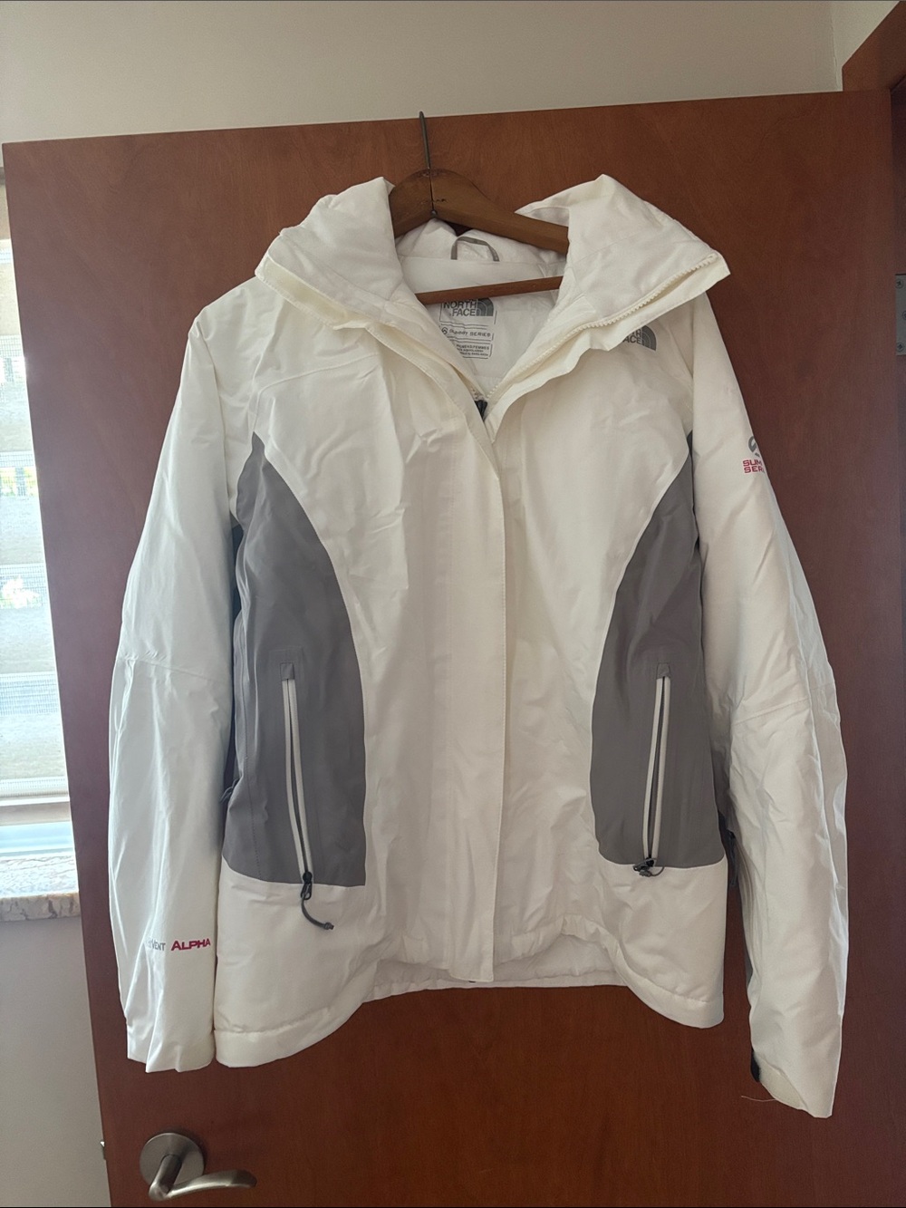 The North Face Women’s White Ski Jacket with Gray Panels